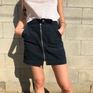 ZIP BLACK DENIM MINI SKIRT